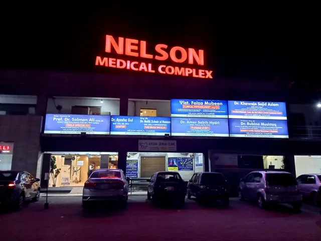 Nelson Medical Complex building at night